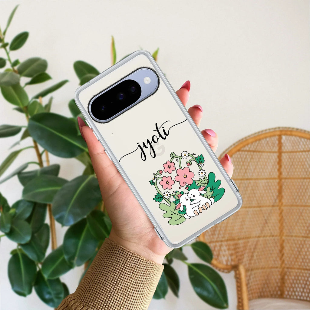 Cute Bunny Customize Transparent Silicon Case V2 For Google Pixel 8 Pro 5G