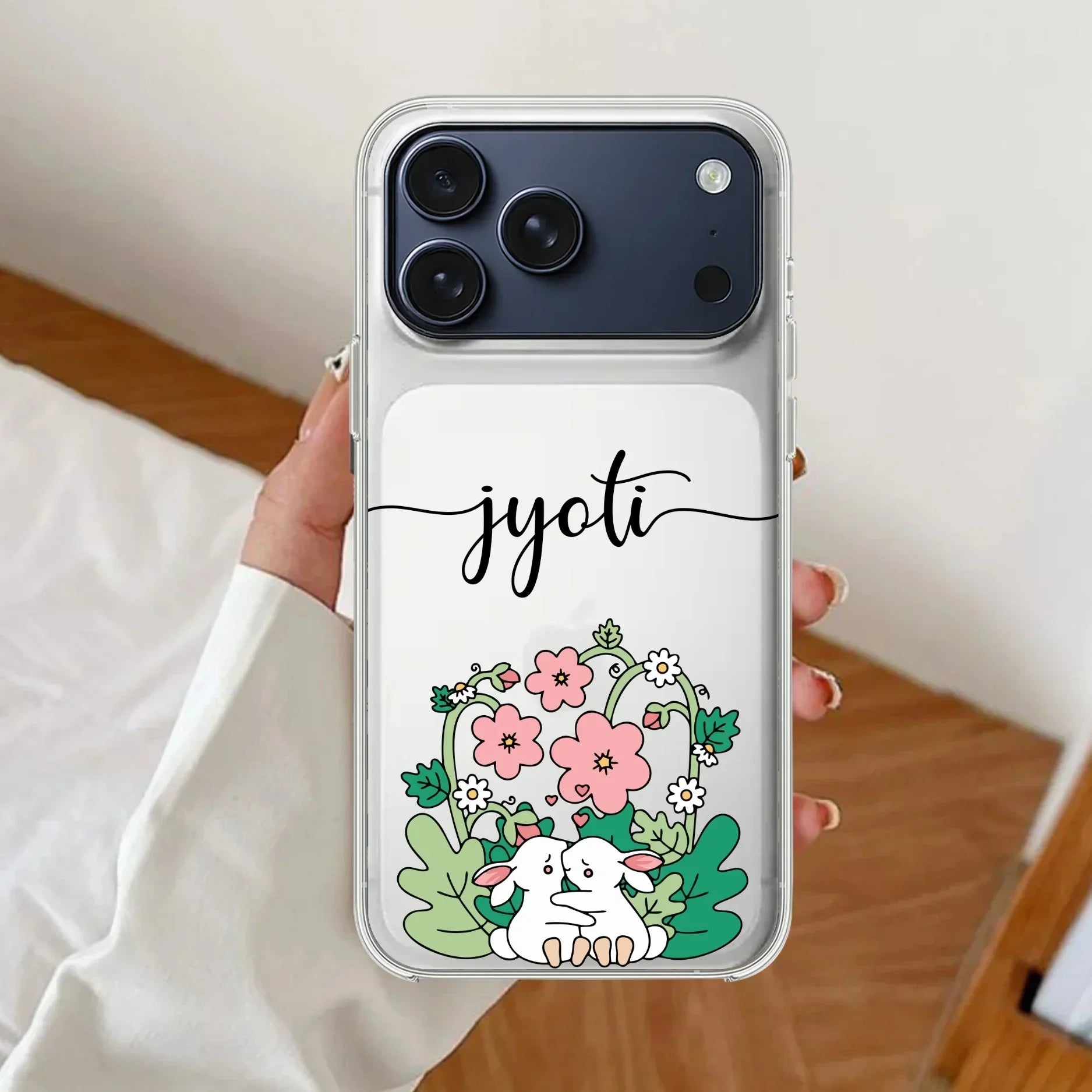 Cute Bunny Customize Transparent Silicon Case V2 For iPhone