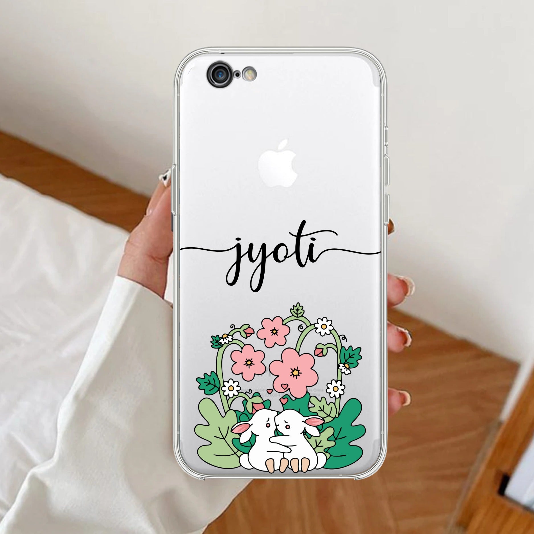 Cute Bunny Customize Transparent Silicon Case V2 For iPhone