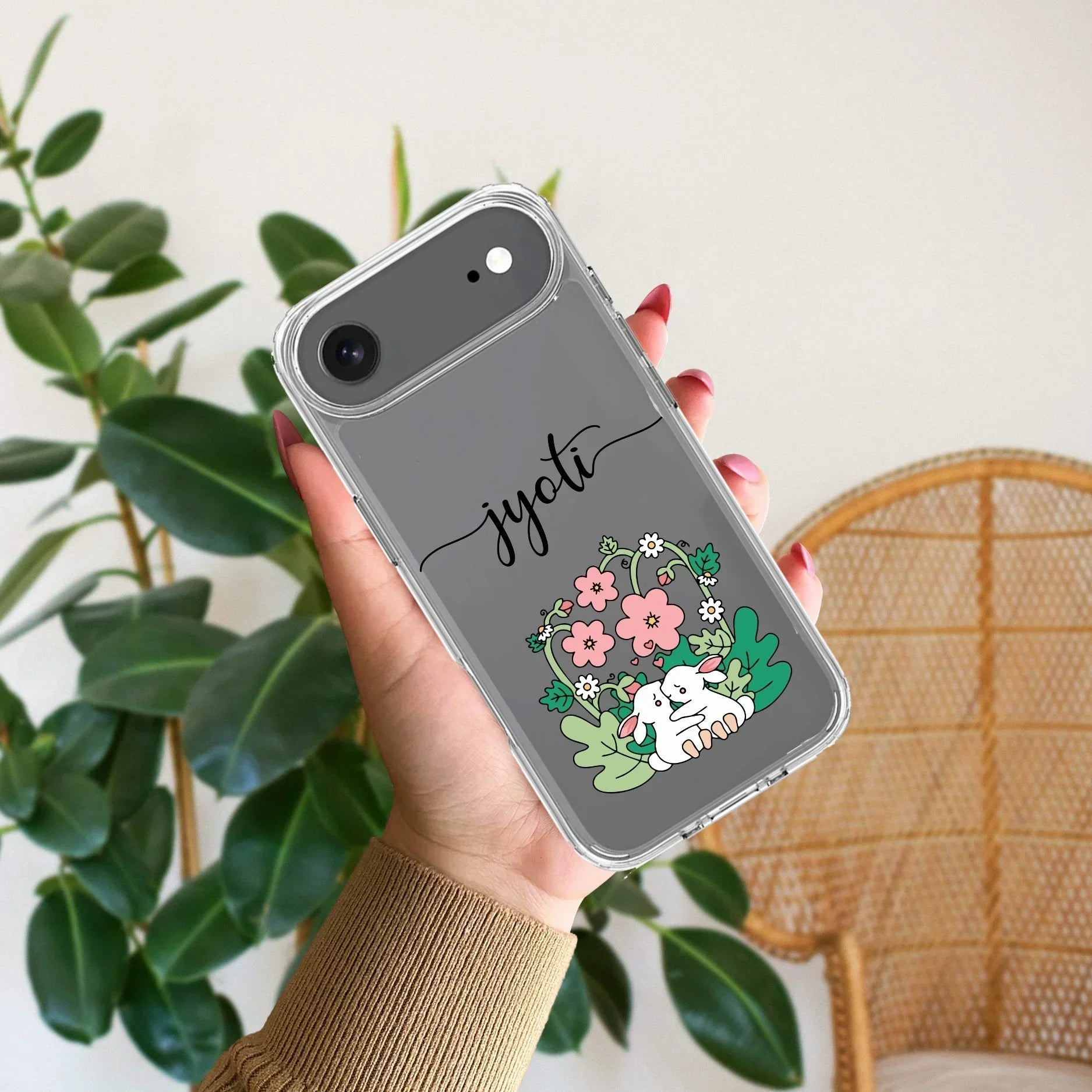 Cute Bunny Customize Transparent Silicon Case V2 For iPhone Air