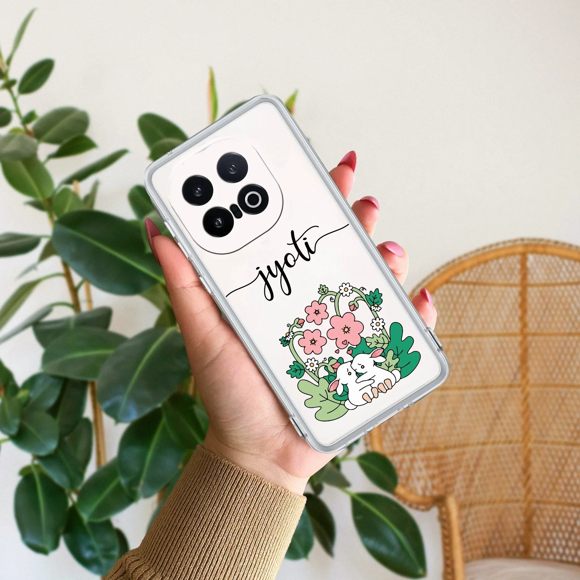 Cute Bunny Customize Transparent Silicon Case V2 For iQOO 13 5G