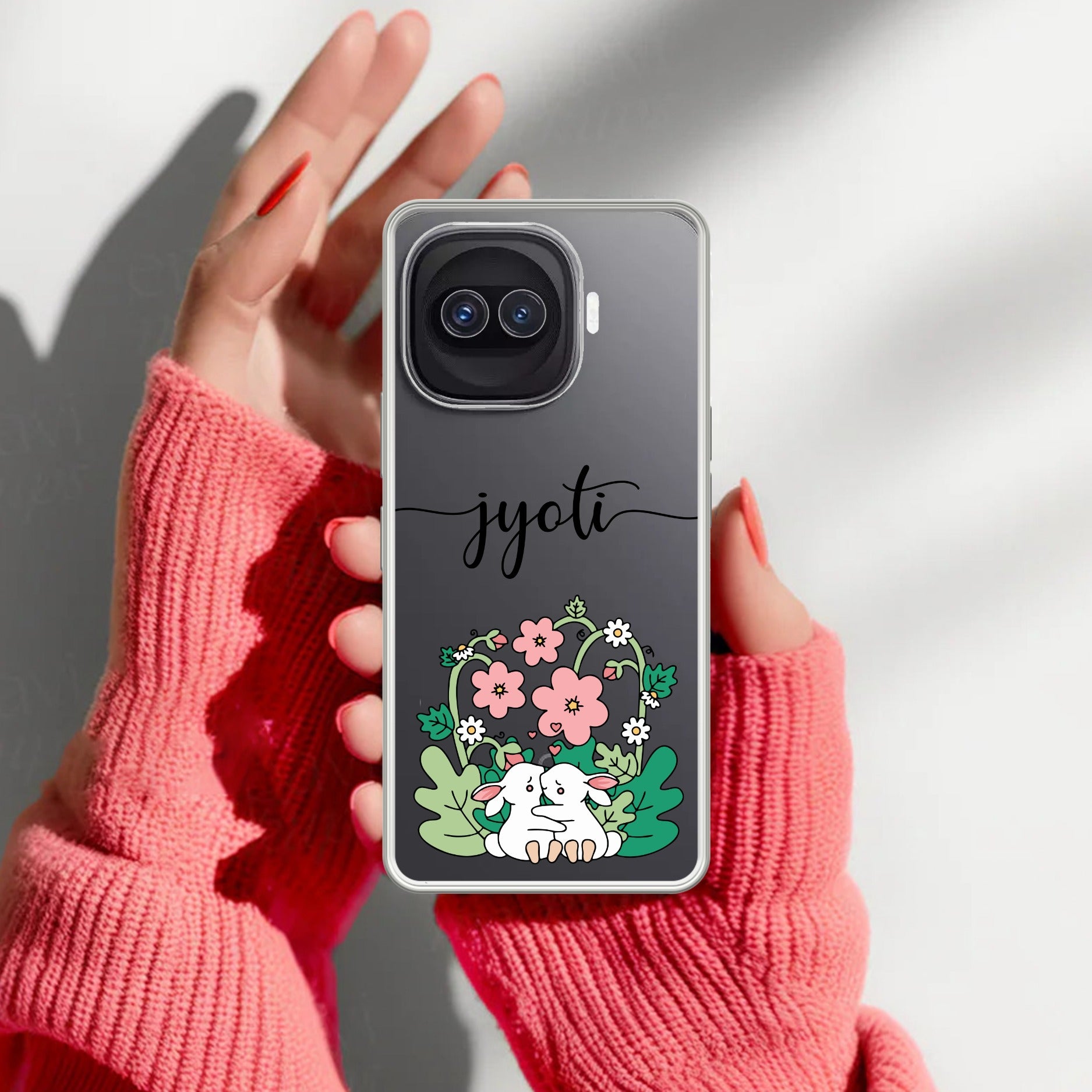 Cute Bunny Customize Transparent Silicon Case V2 For iQOO