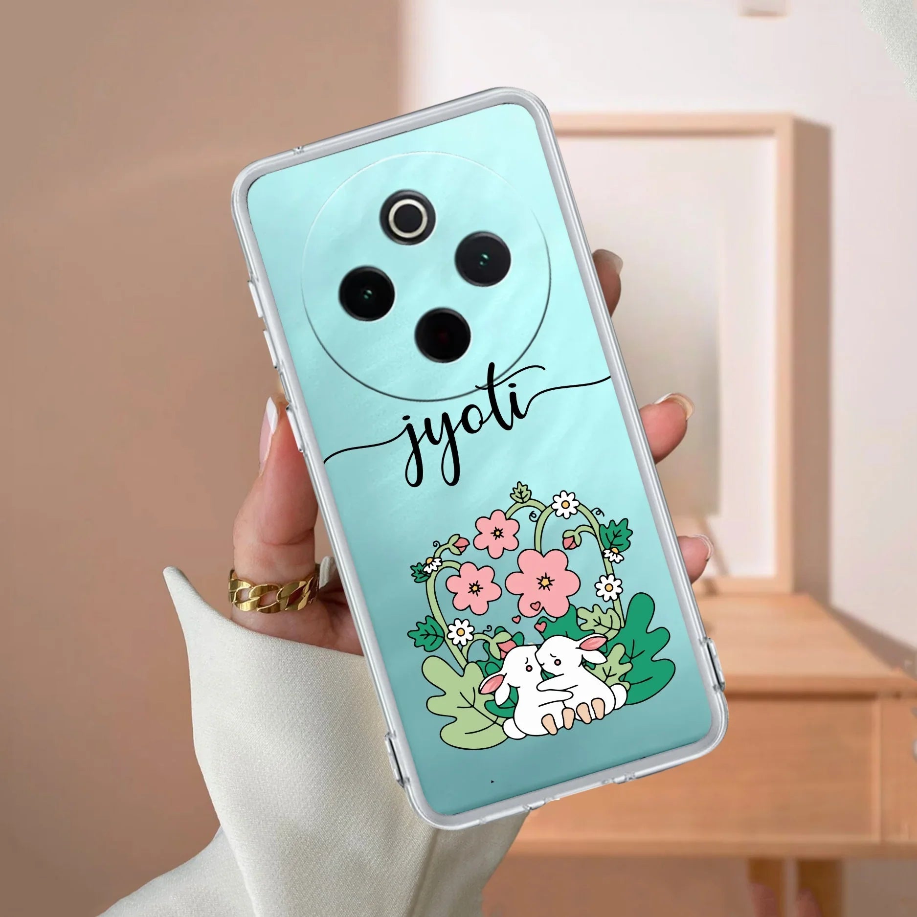 Cute Bunny Customize Transparent Silicon Case V2 For iQOO Z10 5G