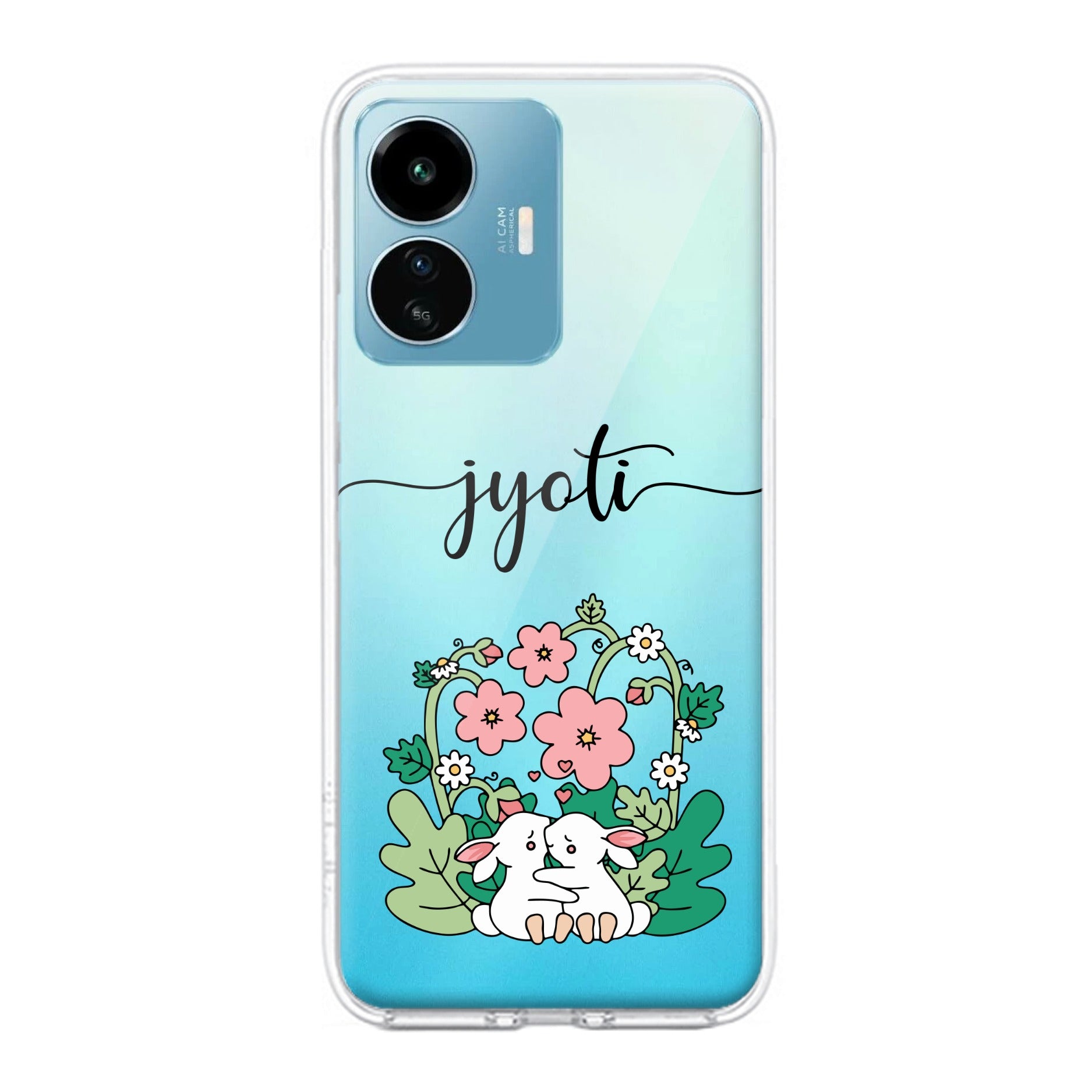 Cute Bunny Customize Transparent Silicon Case V2 For iQOO Z6 Lite 5G