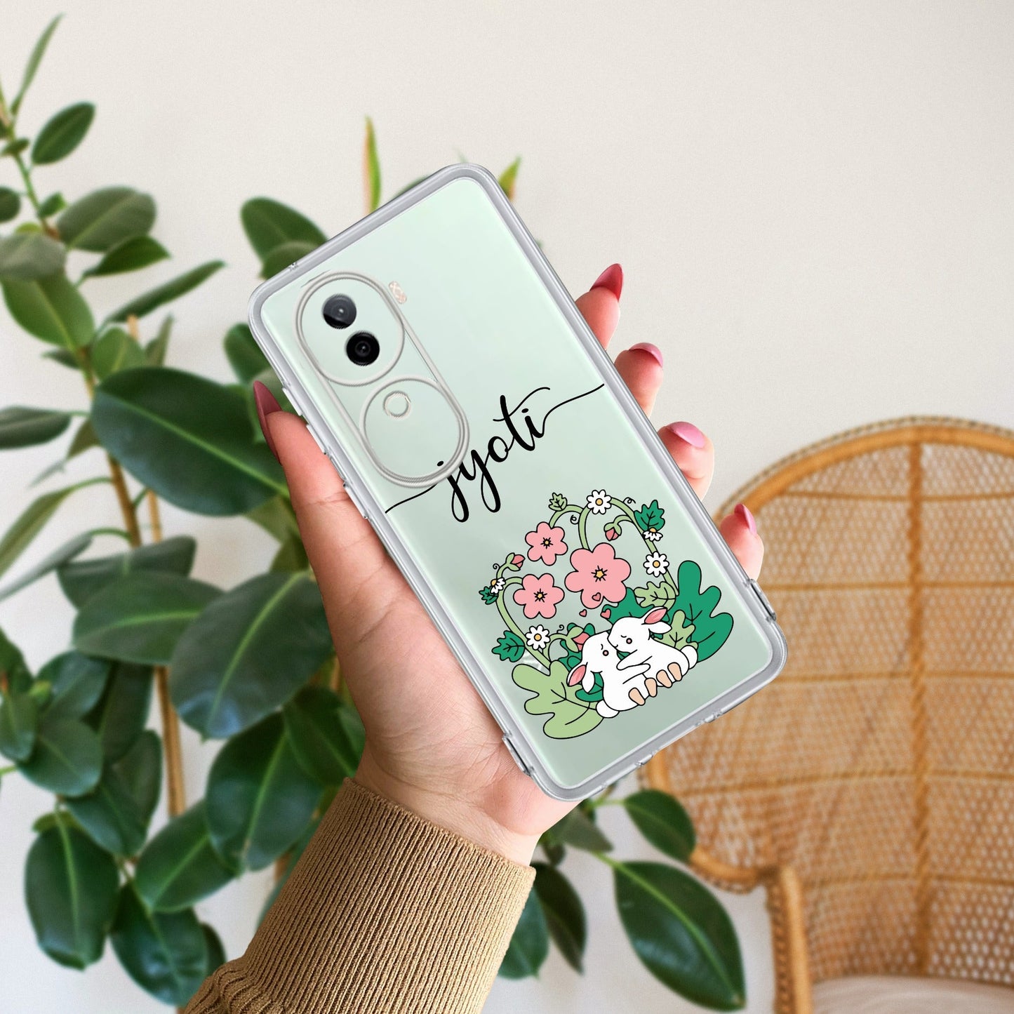 Cute Bunny Customize Transparent Silicon Case V2 For Vivo