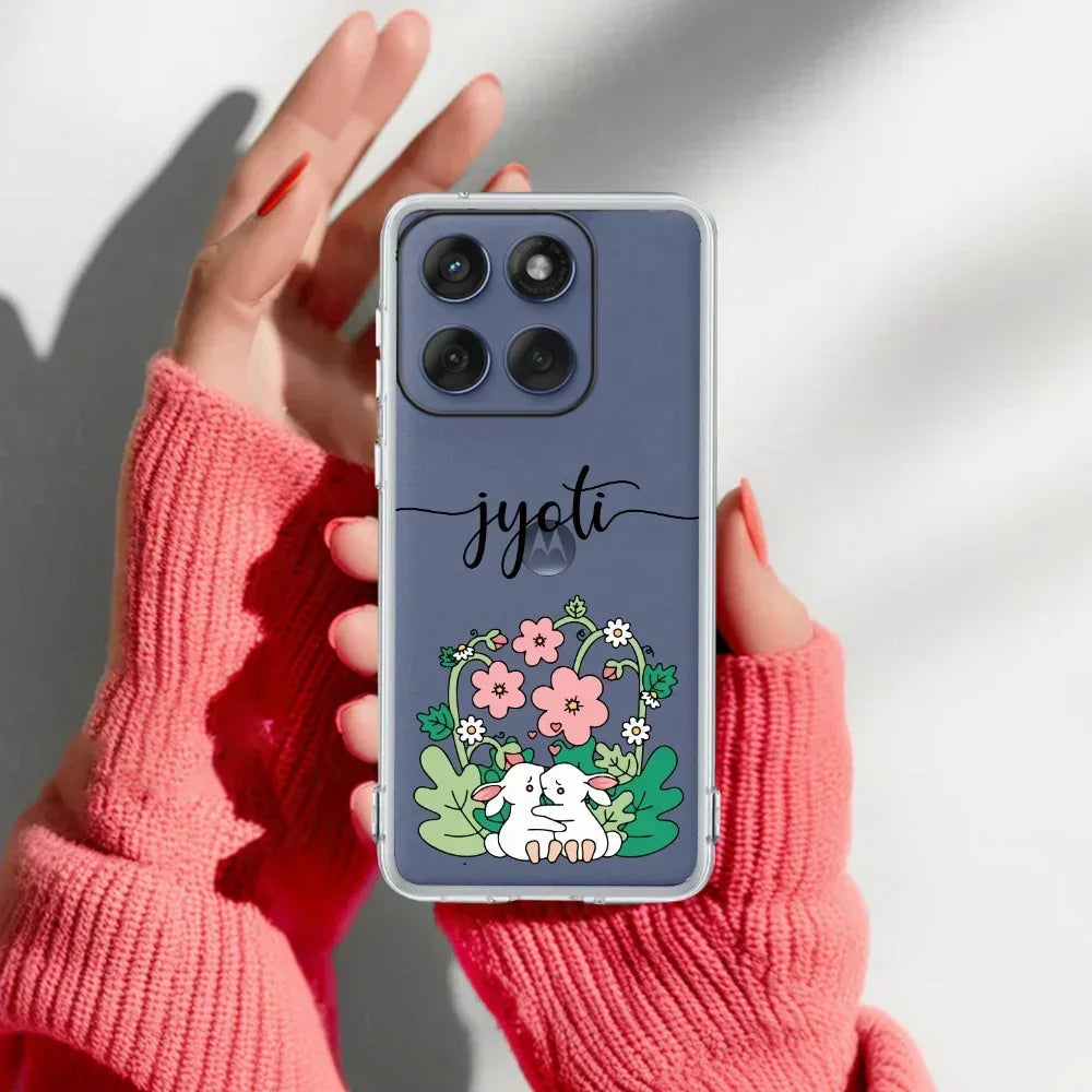 Cute Bunny Customize Anti Yellow Case V2 For Motorola Edge 60 Pro 5G