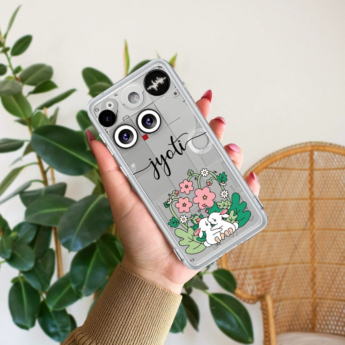 Cute Bunny Customize Transparent Silicon Case V2 For Nothing - ShopOnCliQ