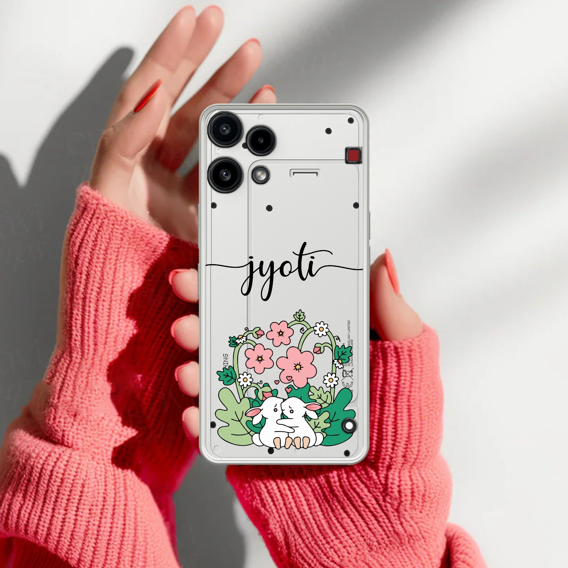 Cute Bunny Customize Transparent Silicon Case V2 For Nothing