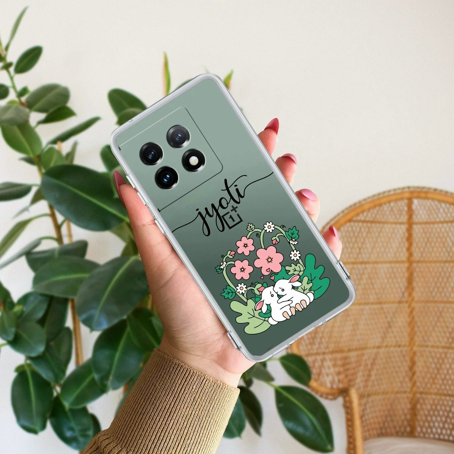 Cute Bunny Customize Transparent Silicon Case V2 For OnePlus