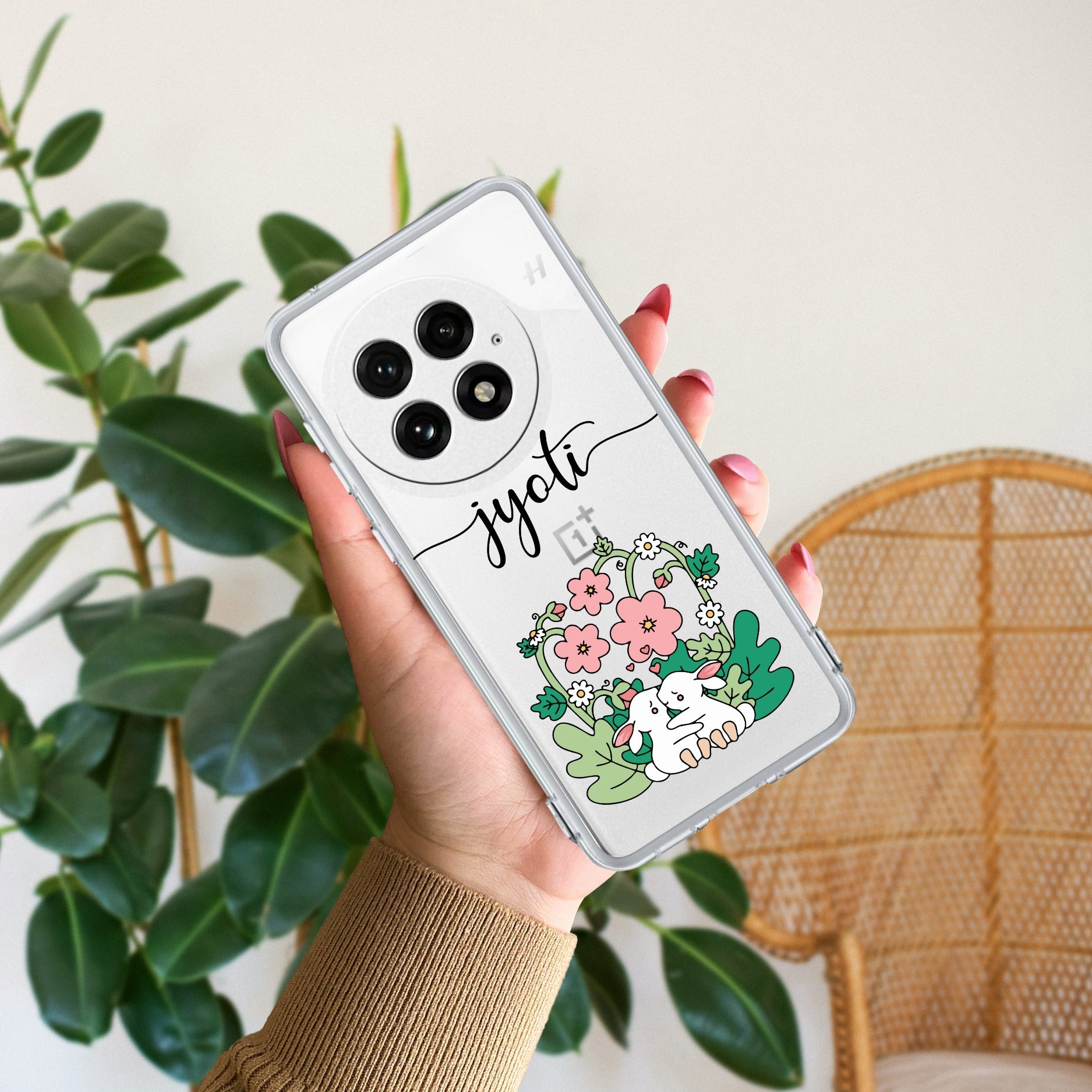 Cute Bunny Customize Anti Yellow Case V2 For OnePlus 13 5G
