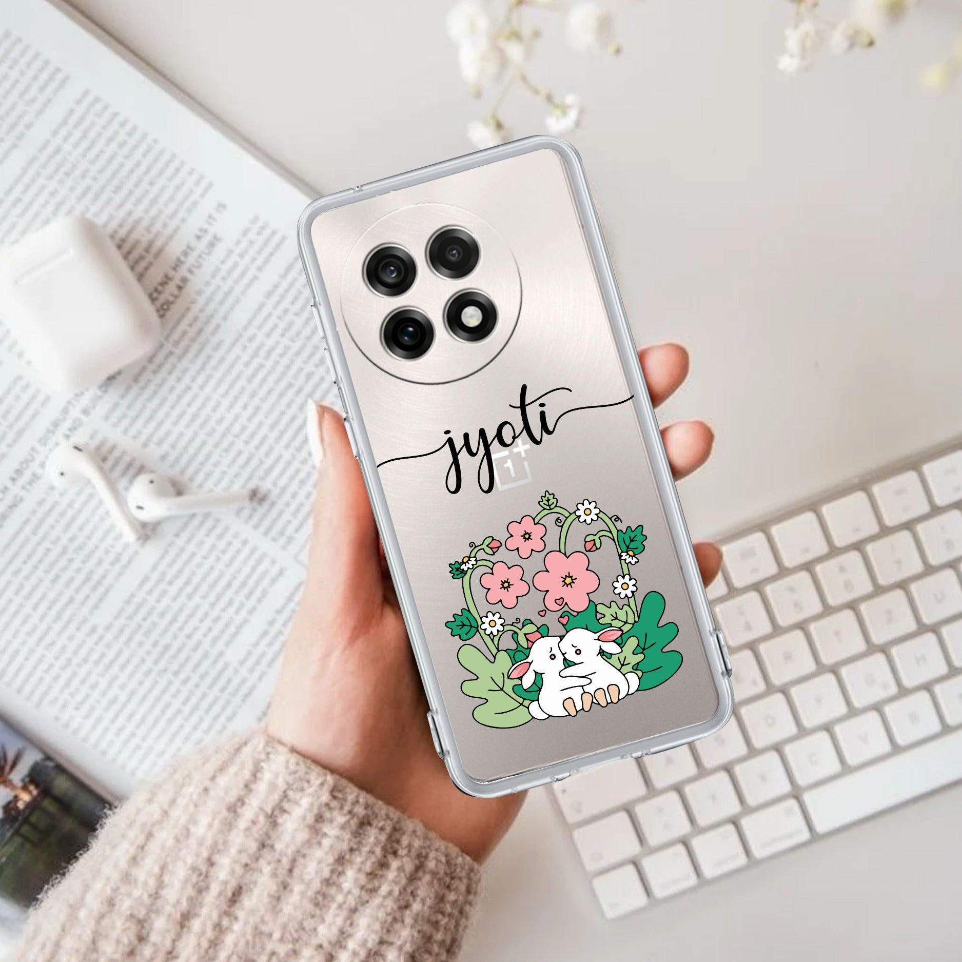 Cute Bunny Customize Transparent Silicon Case V2 For OnePlus 13R 5G