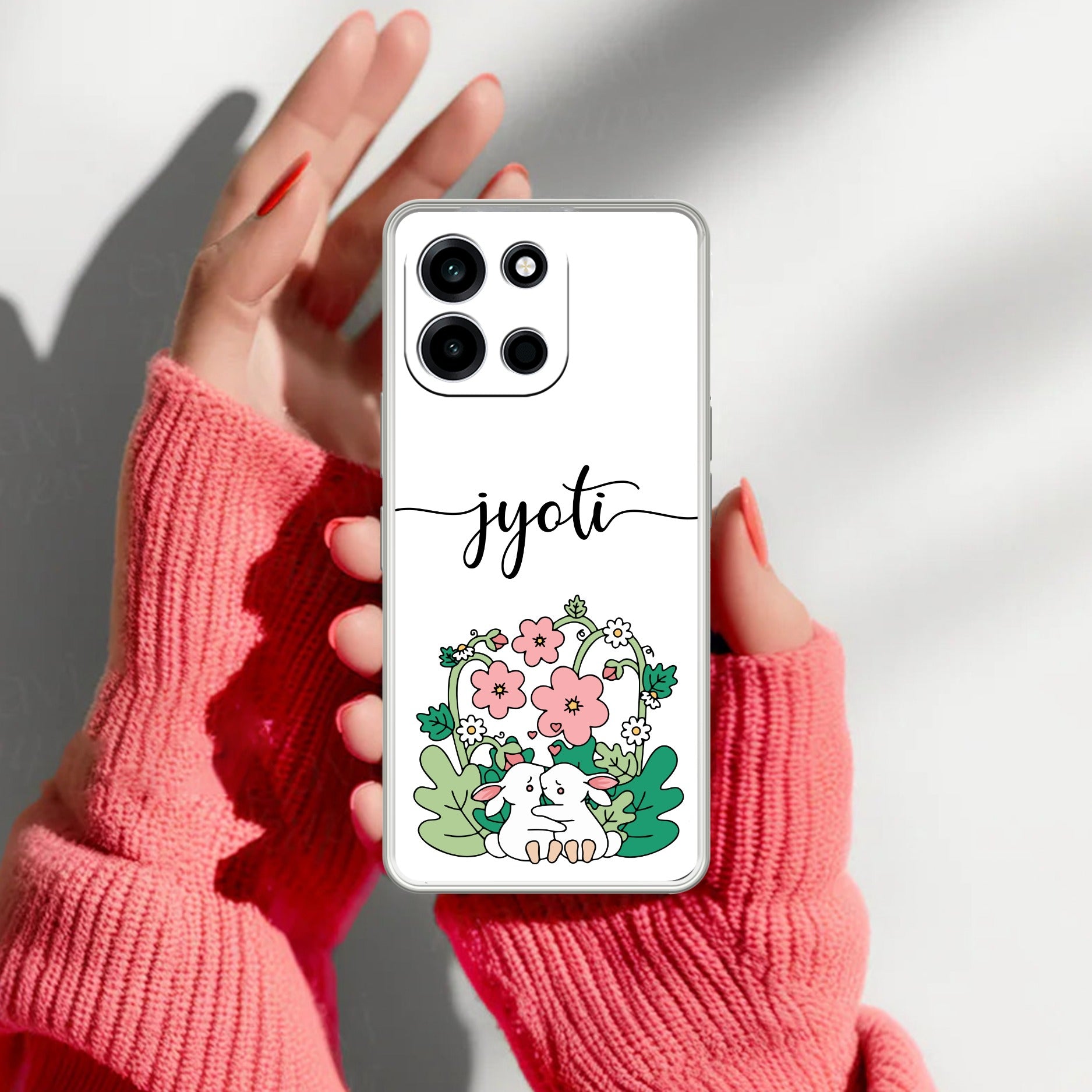 Cute Bunny Customize Transparent Silicon Case V2 For OnePlus Nord 6 5G