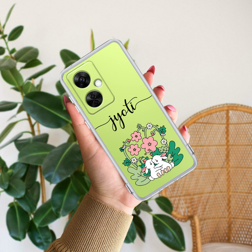 Cute Bunny Customize Transparent Silicon Case V2 For OnePlus Nord CE 3 Lite 5G