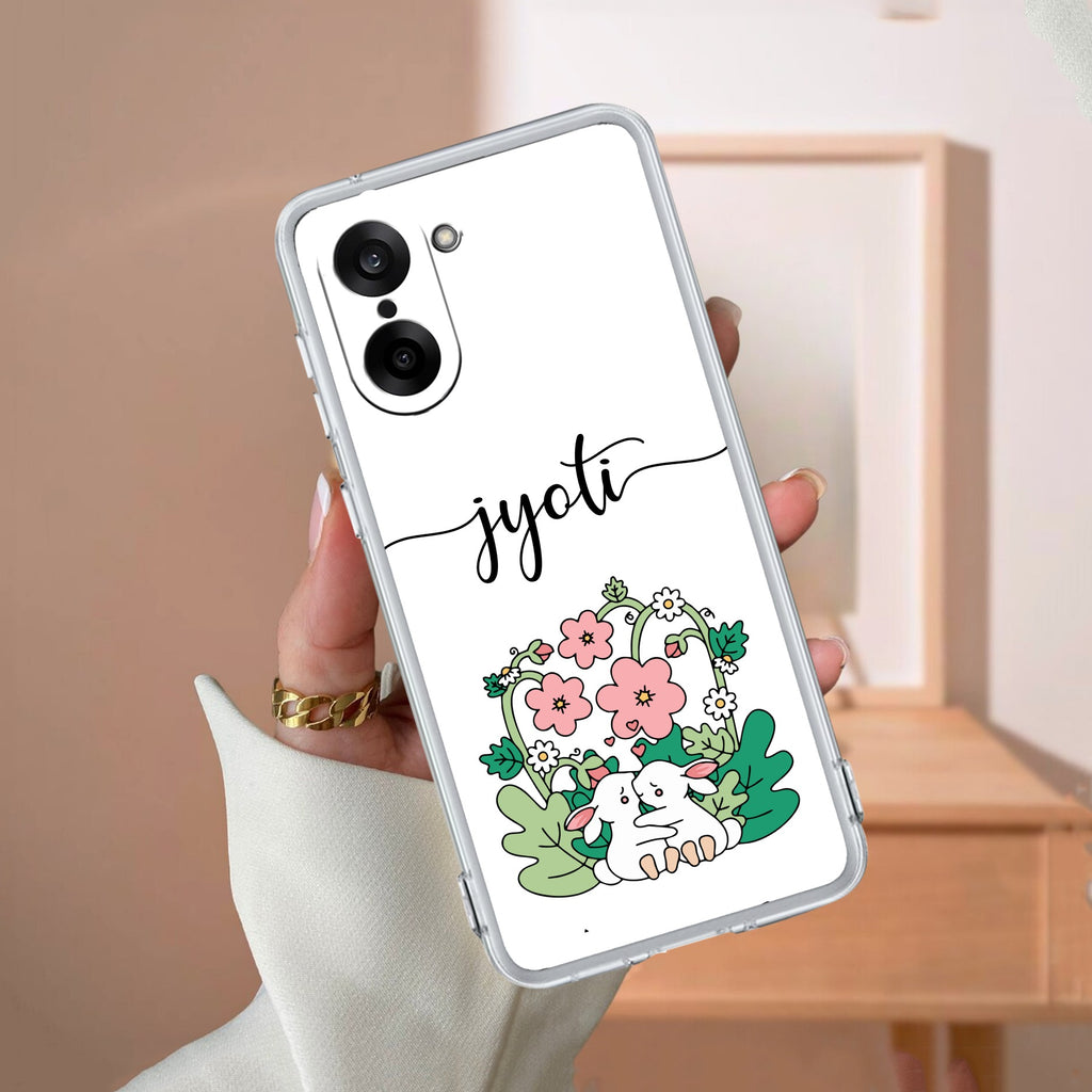 Cute Bunny Customize Transparent Silicon Case V2 For OnePlus Nord CE5 5G
