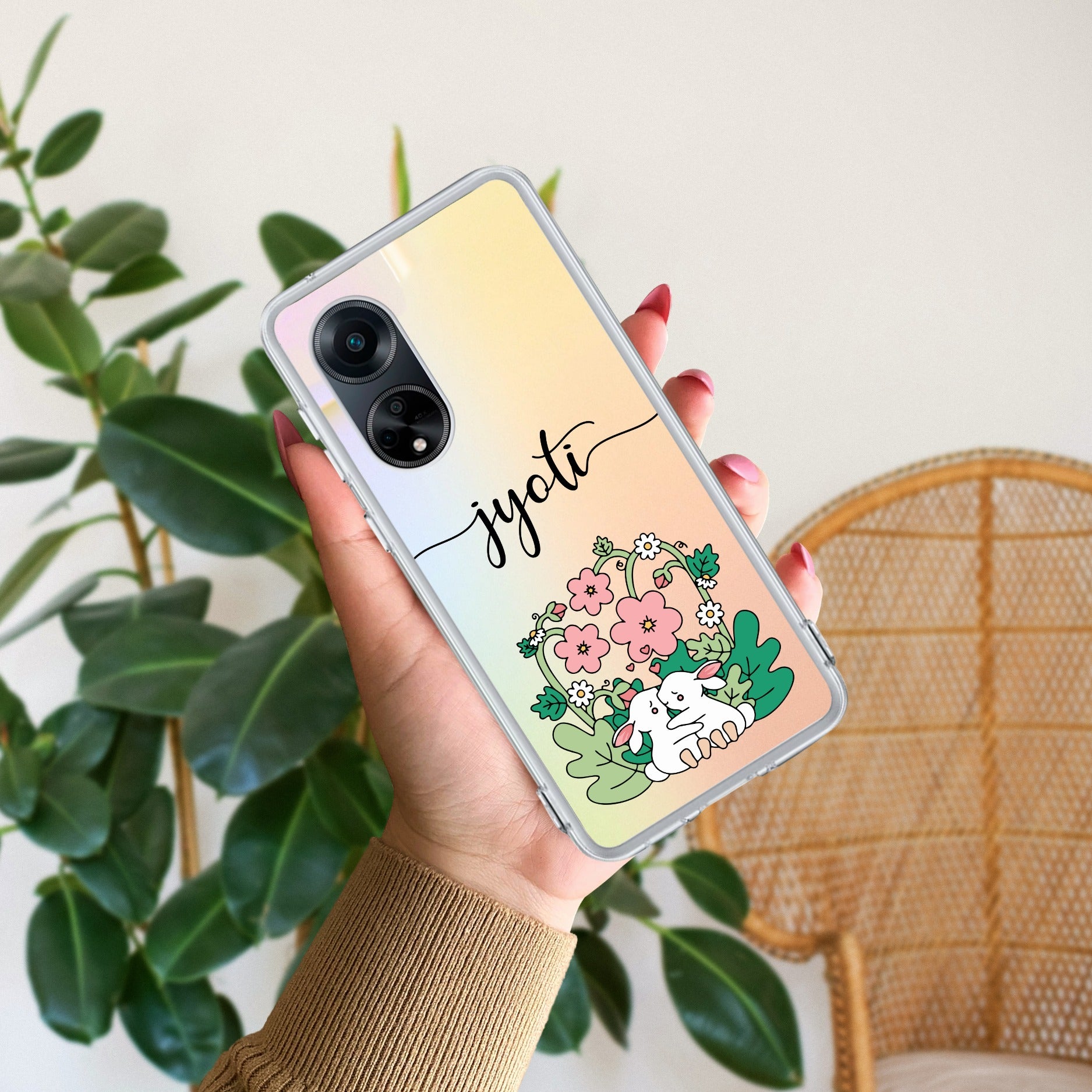 Cute Bunny Customize Transparent Silicon Case V2 For Oppo F23 5G