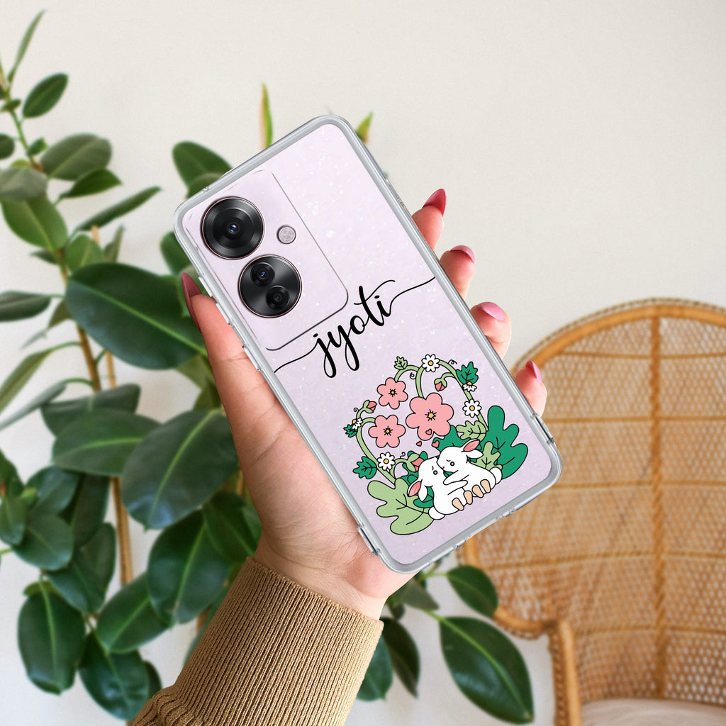 Cute Bunny Customize Anti Yellow Case V2 For Oppo F25 Pro 5G