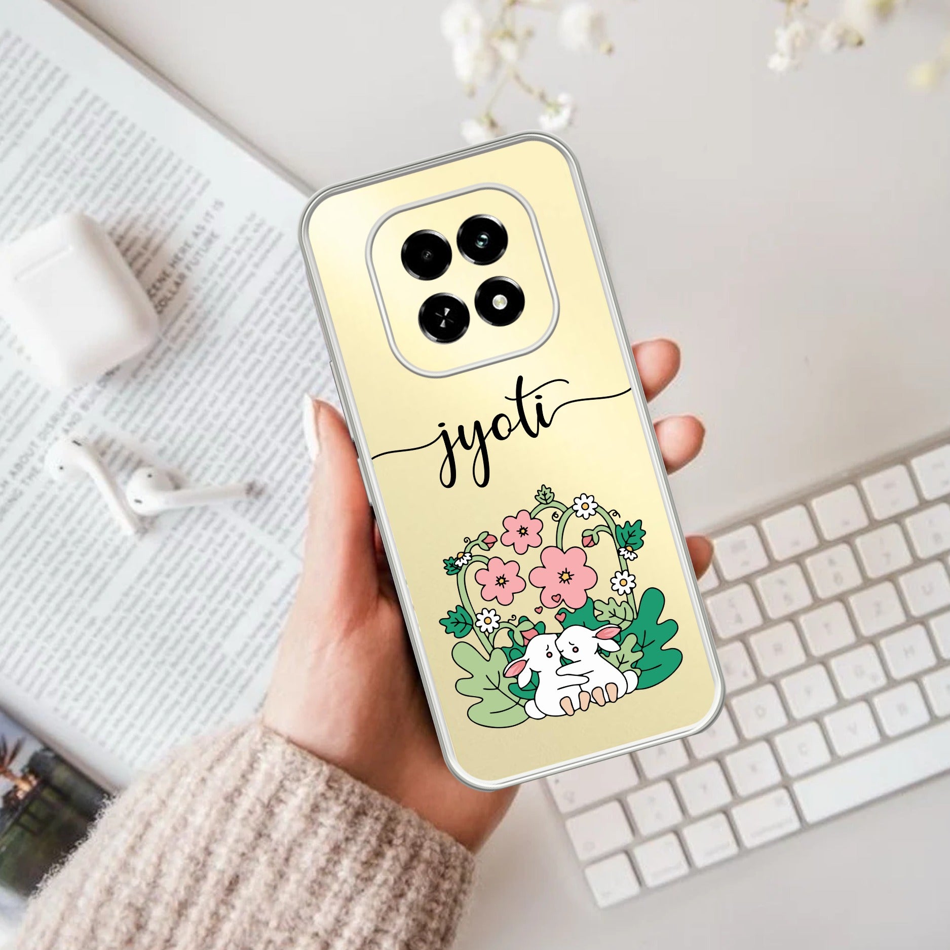 Cute Bunny Customize Anti Yellow Case V2 For Oppo F29 5G