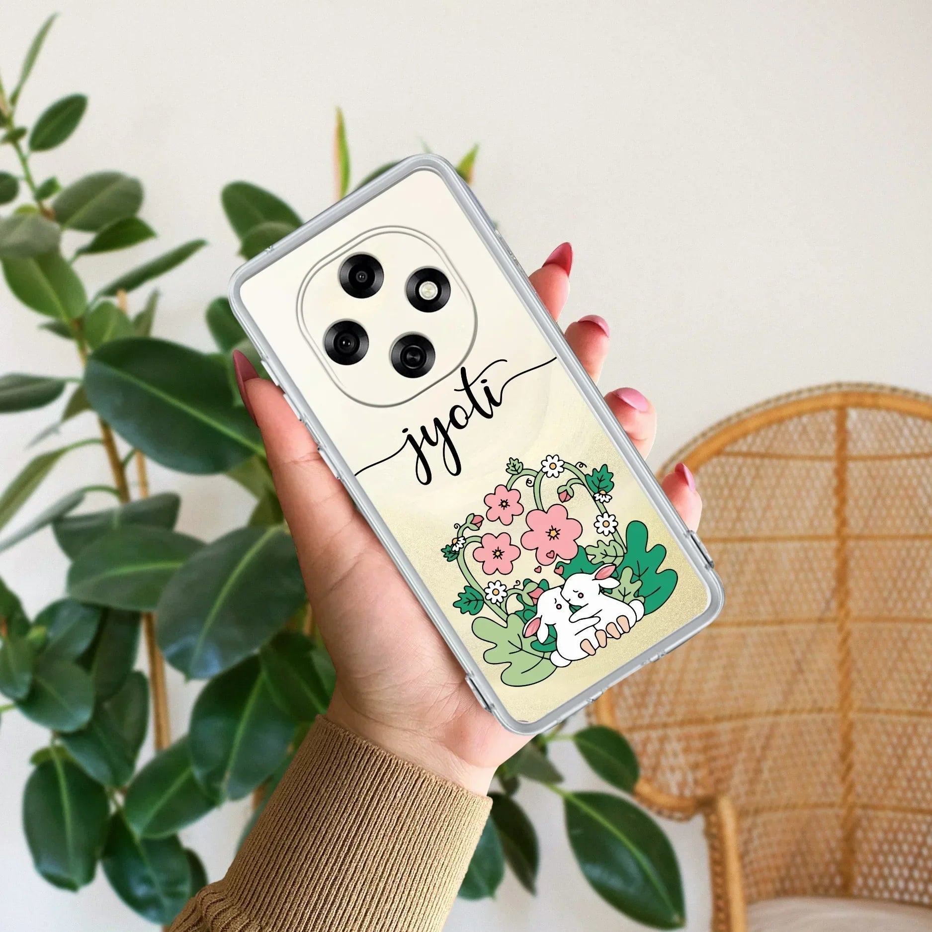 Cute Bunny Customize Anti Yellow Case V2 For Oppo F31 Pro 5G