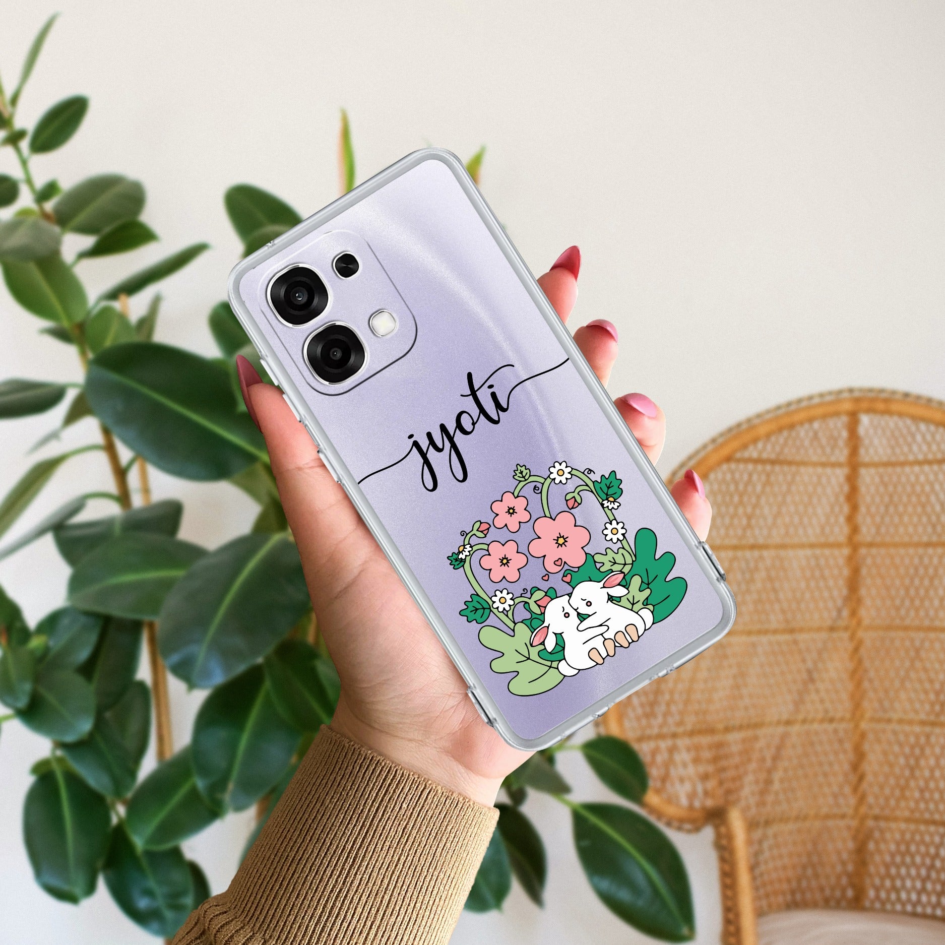 Cute Bunny Customize Transparent Silicon Case V2 For Oppo F33 5G