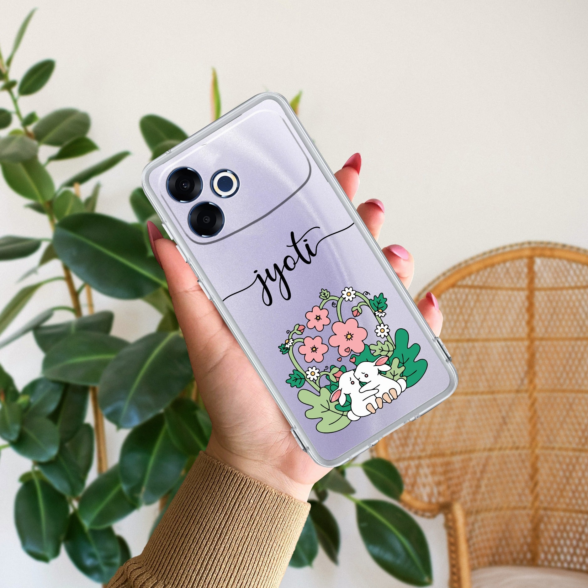 Cute Bunny Customize Transparent Silicon Case V2 For Oppo F33 Pro 5G