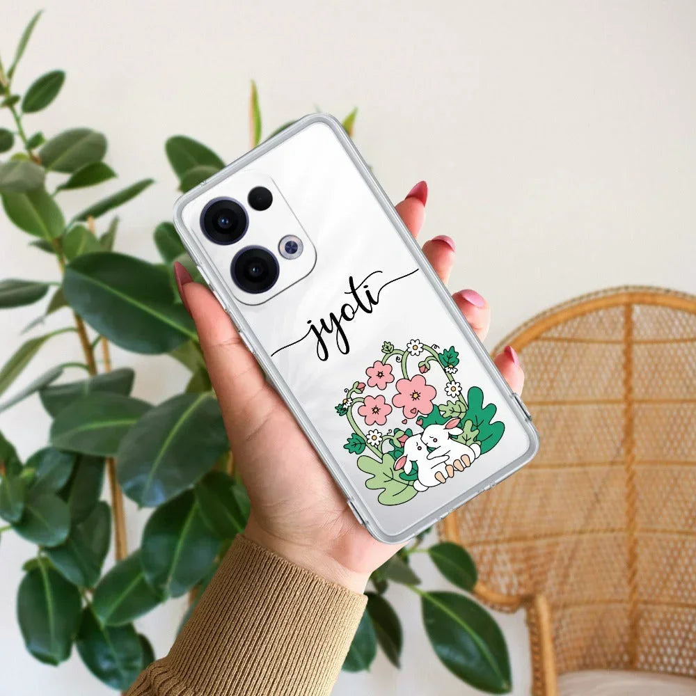 Cute Bunny Customize Anti Yellow Case V2 For Oppo Reno 13 5G