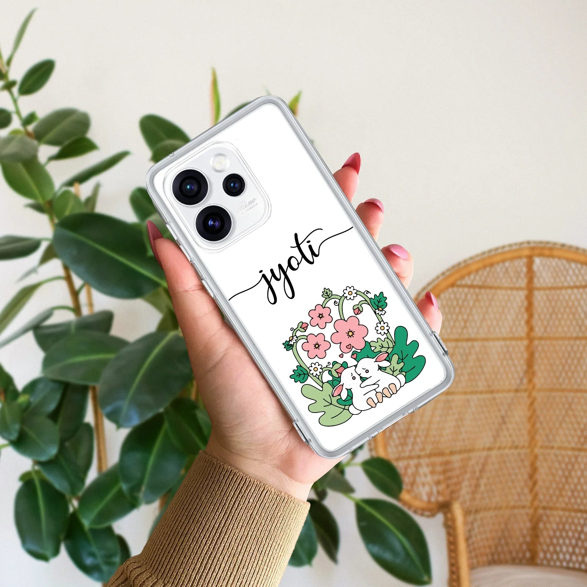 Cute Bunny Customize Anti Yellow Case V2 For Oppo Reno 15 Pro Mini 5G