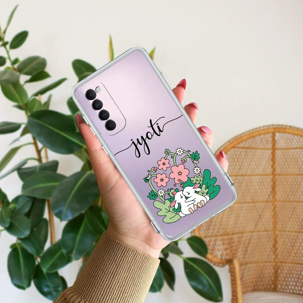 Cute Bunny Customize Anti Yellow Case V2 For Oppo Reno 4 Pro