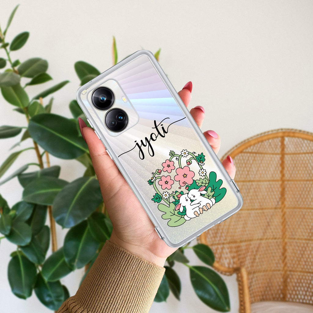 Cute Bunny Customize Anti Yelllow Case V2 For Realme 10 Pro Plus 5G