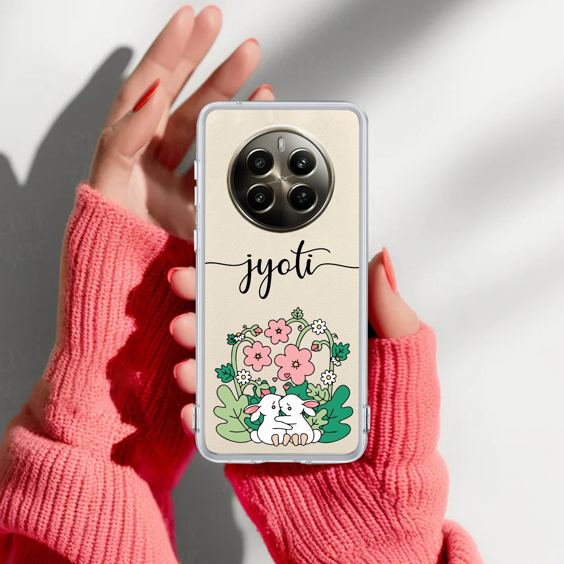Cute Bunny Customize Anti Yelllow Case V2 For Realme 12 Plus 5G