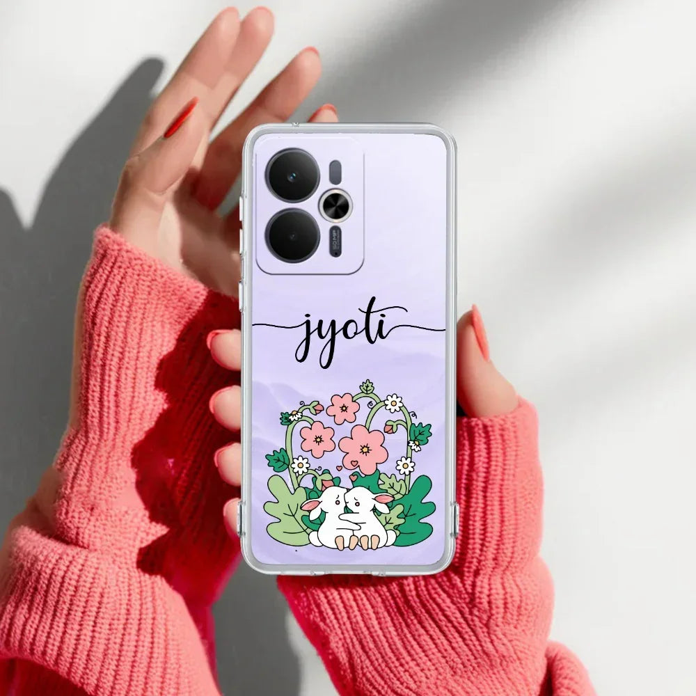 Cute Bunny Customize Transparent Silicon Case V2 For Realme 13 5G