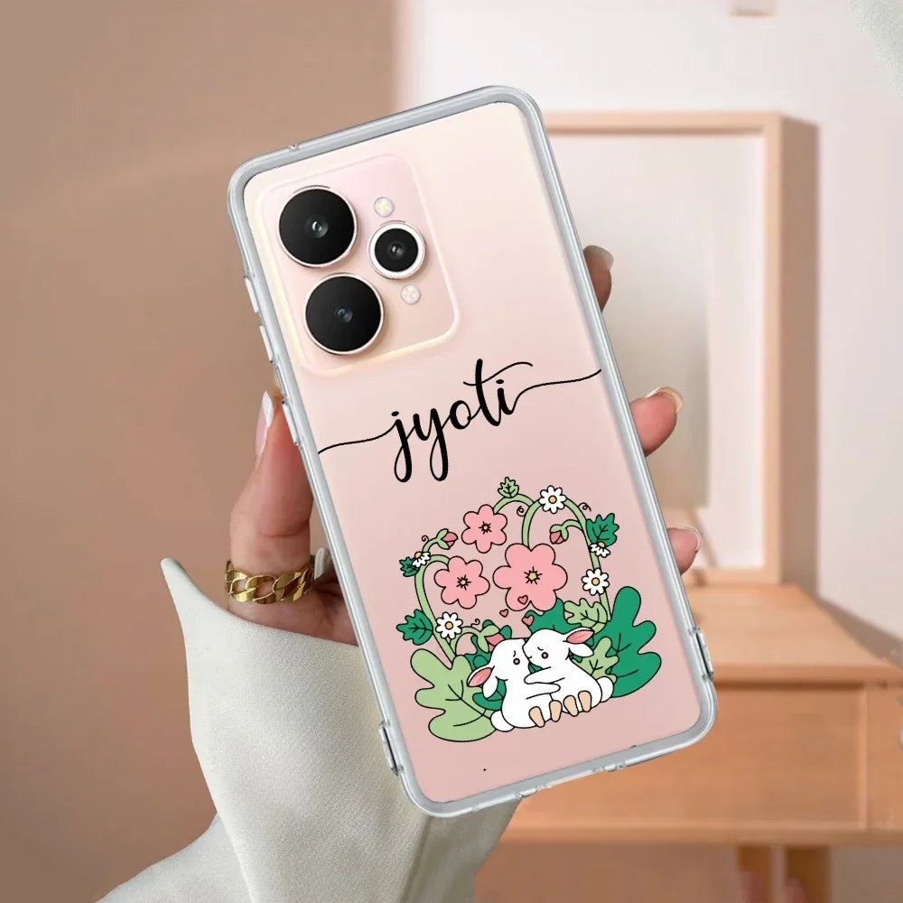 Cute Bunny Customize Transparent Silicon Case V2 For Realme GT 7 5G