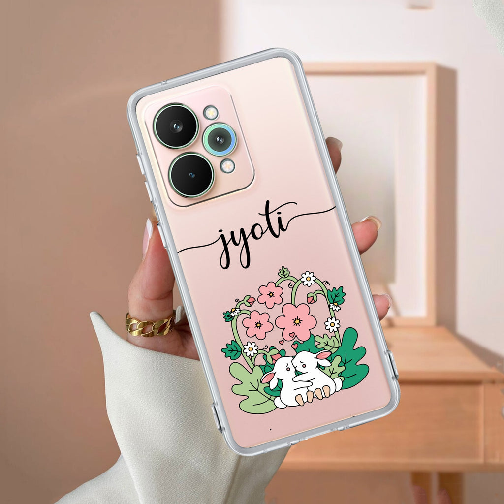 Cute Bunny Customize Transparent Silicon Case V2 For Realme 15 5G