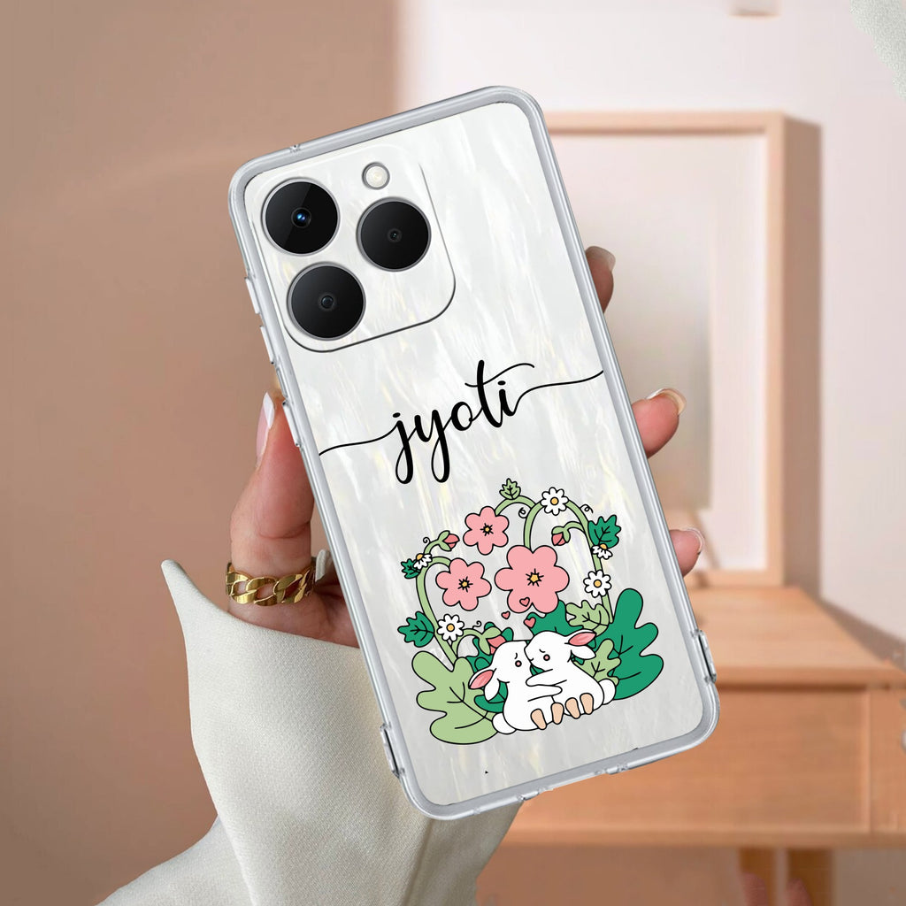 Cute Bunny Customize Anti Yellow Case V2 For Realme 15T 5G