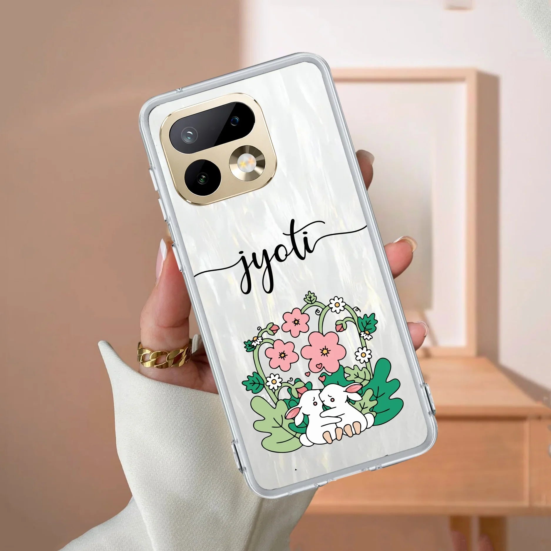 Cute Bunny Customize Transparent Silicon Case V2 For Realme 15 5G