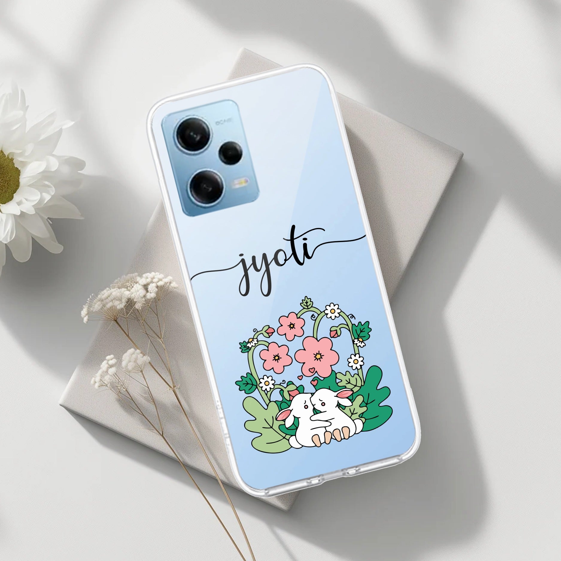 Cute Bunny Customize Transparent Silicon Case V2 For Redmi Note 12 5G