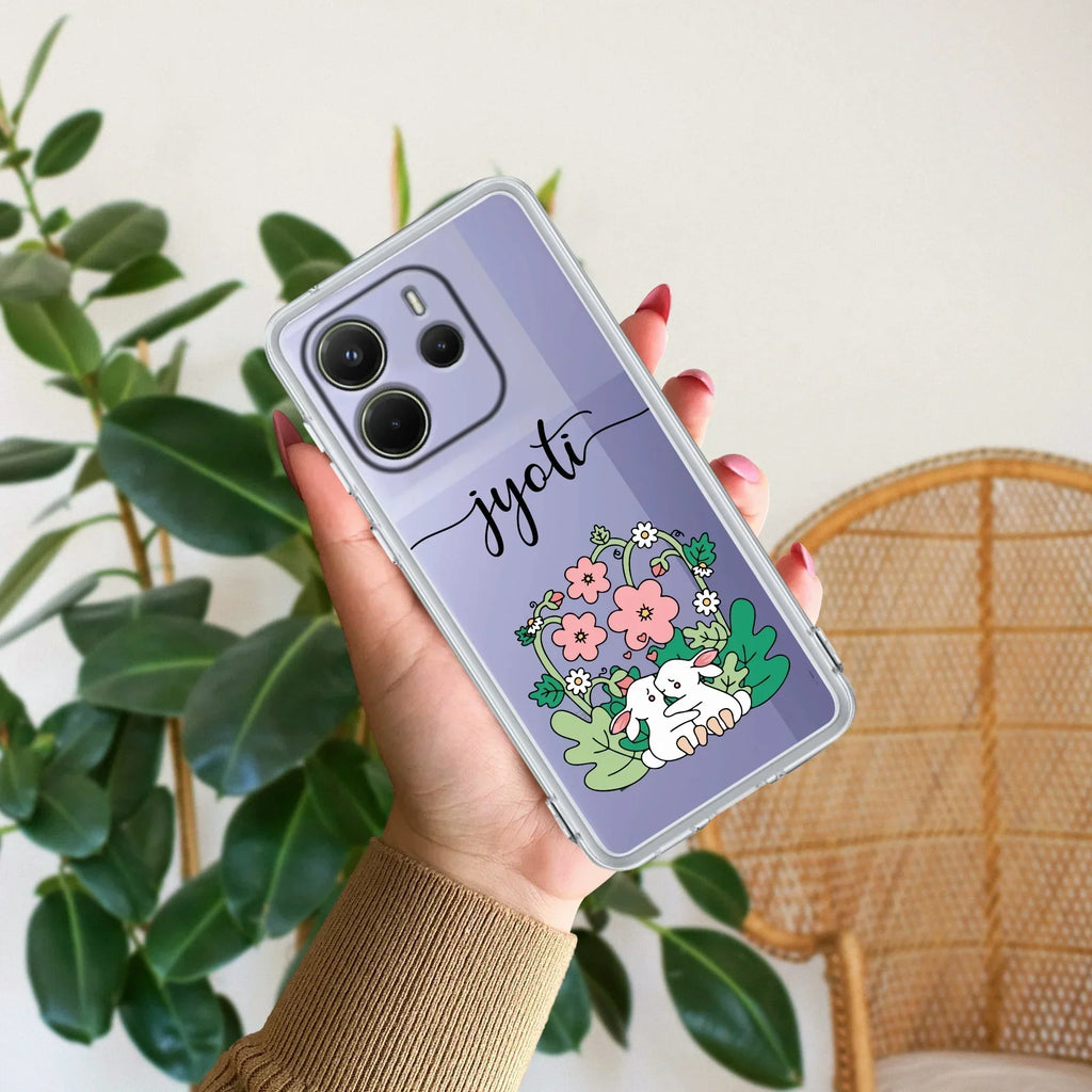 Cute Bunny Customize Transparent Silicon Case V2 For Redmi 13C 4G