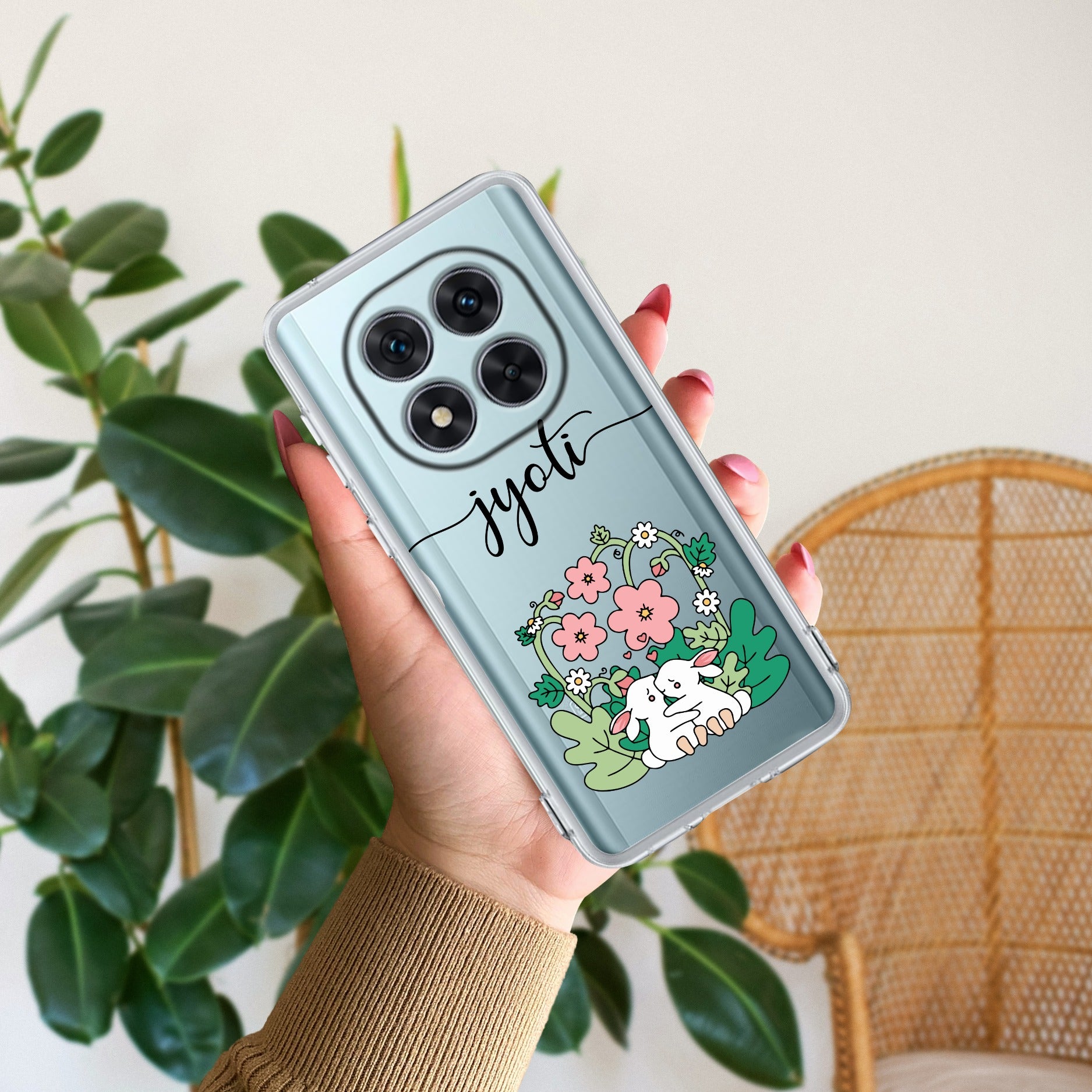 Cute Bunny Customize Anti Yellow Case V2 For Redmi Note 14 Pro 5G