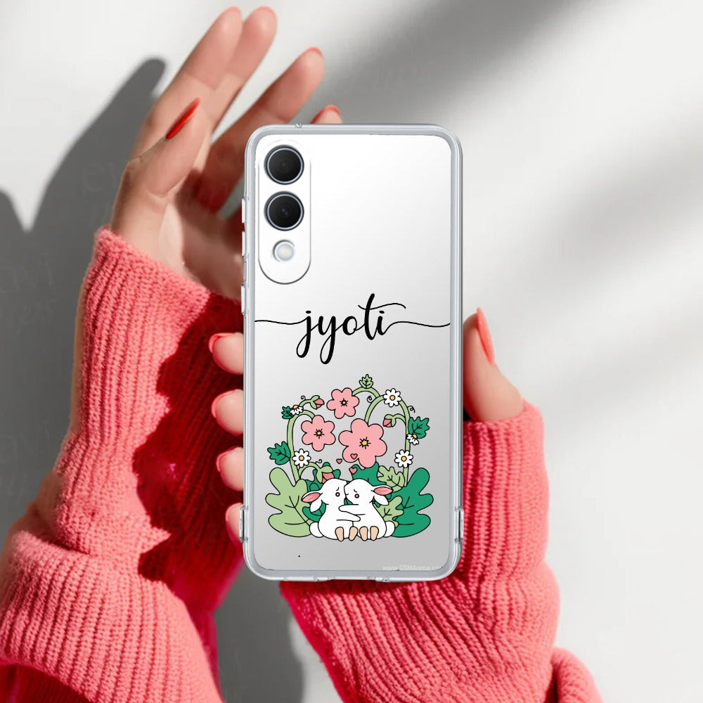 Cute Bunny Customize Transparent Silicon Case V2 For Samsung