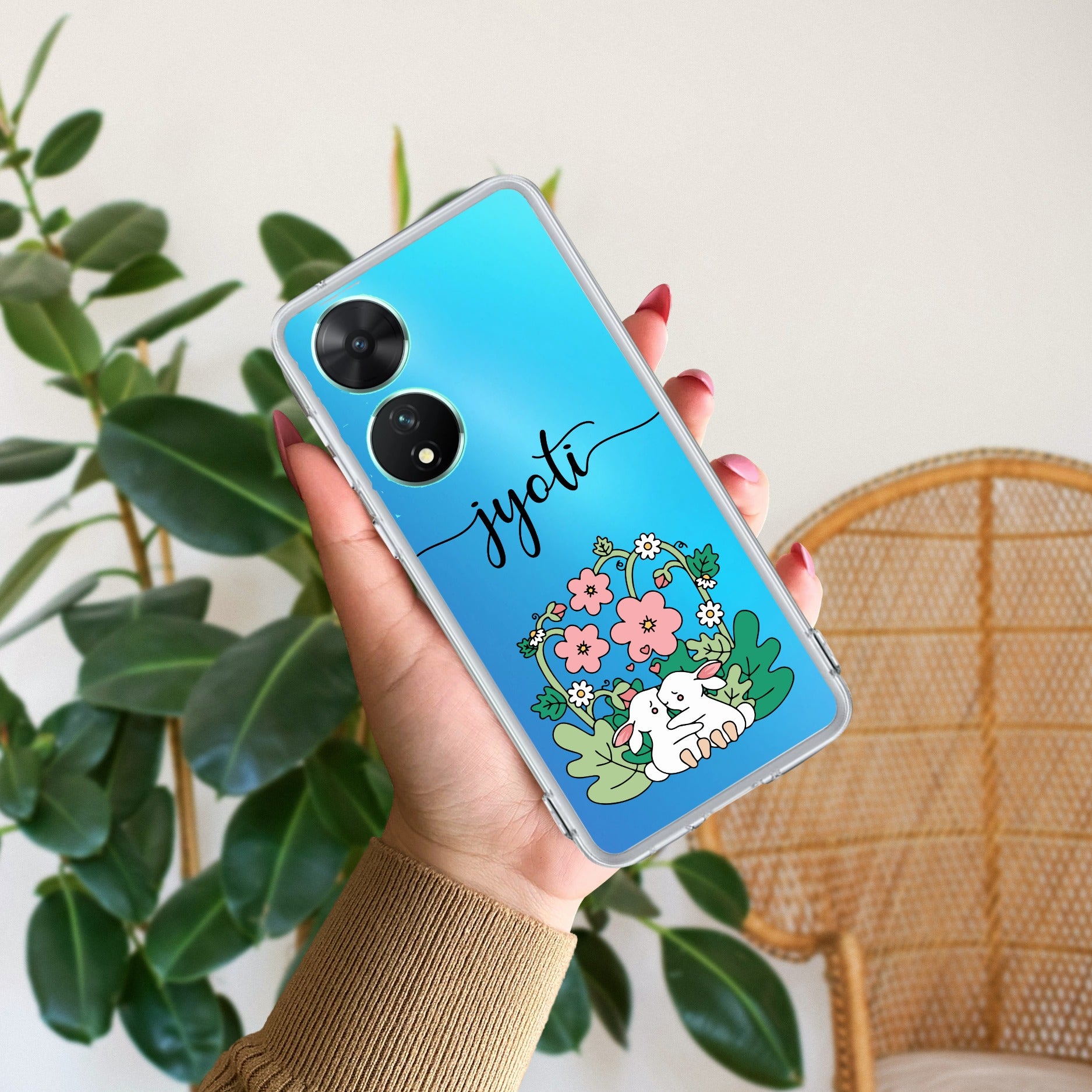 Cute Bunny Customize Transparent Silicon Case V2 For Vivo T2 5G