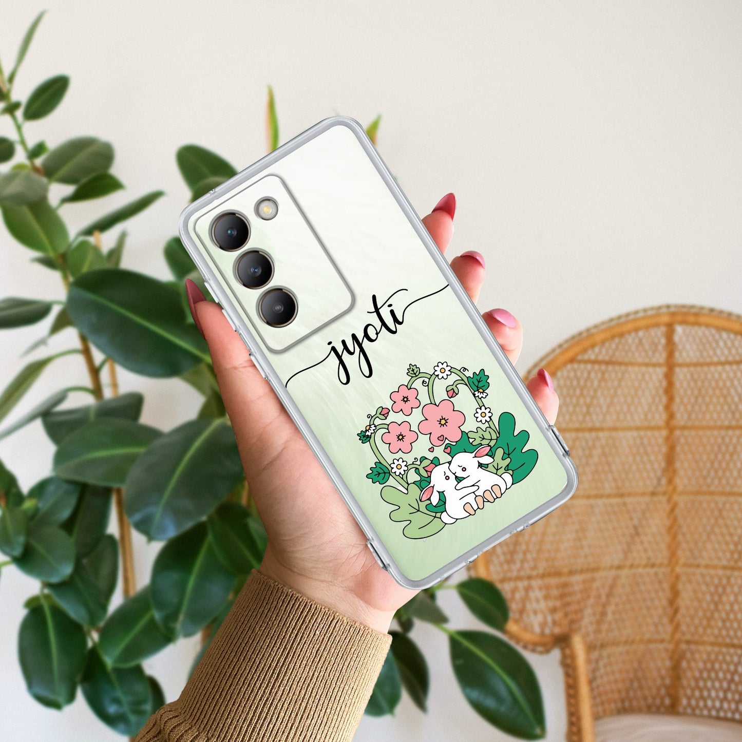 Cute Bunny Customize Transparent Silicon Case V2 For Vivo