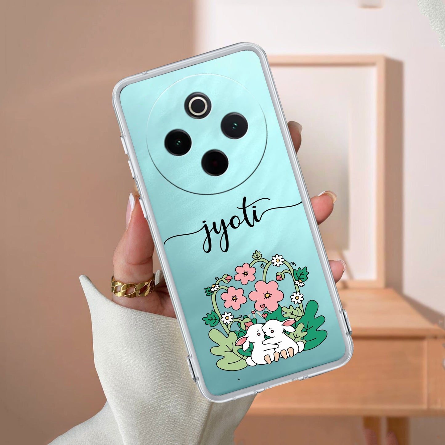 Cute Bunny Customize Transparent Silicon Case V2 For Vivo