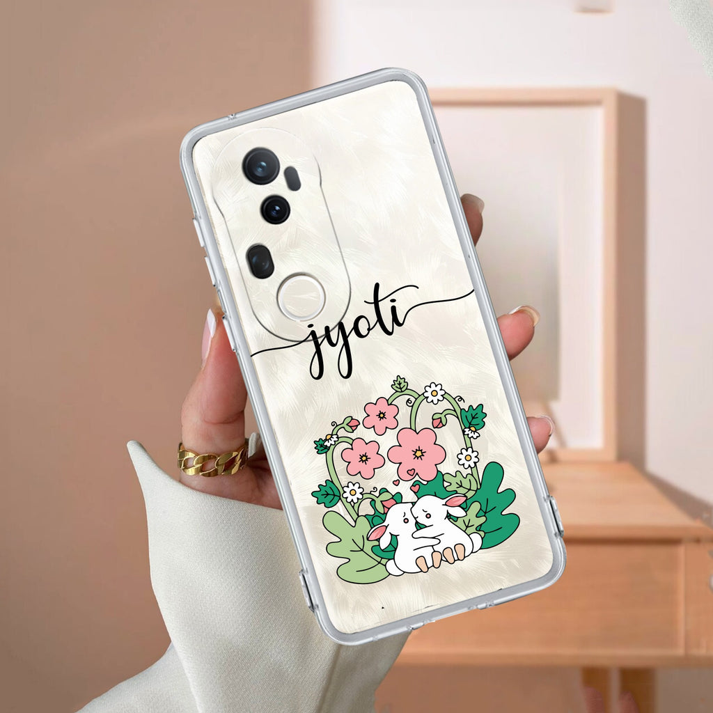 Cute Bunny Customize Transparent Silicon Case V2 For Vivo T4 Ultra 5G