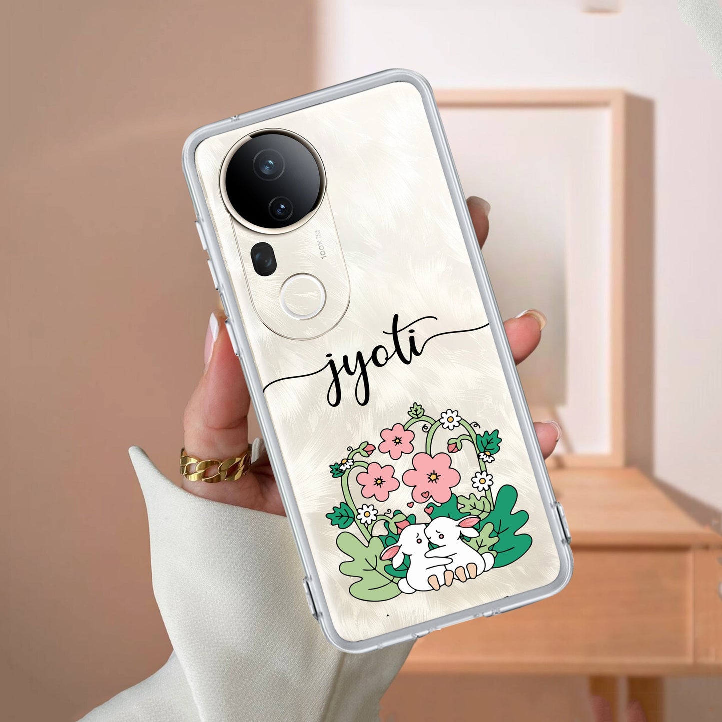 Cute Bunny Customize Transparent Silicon Case V2 For Vivo