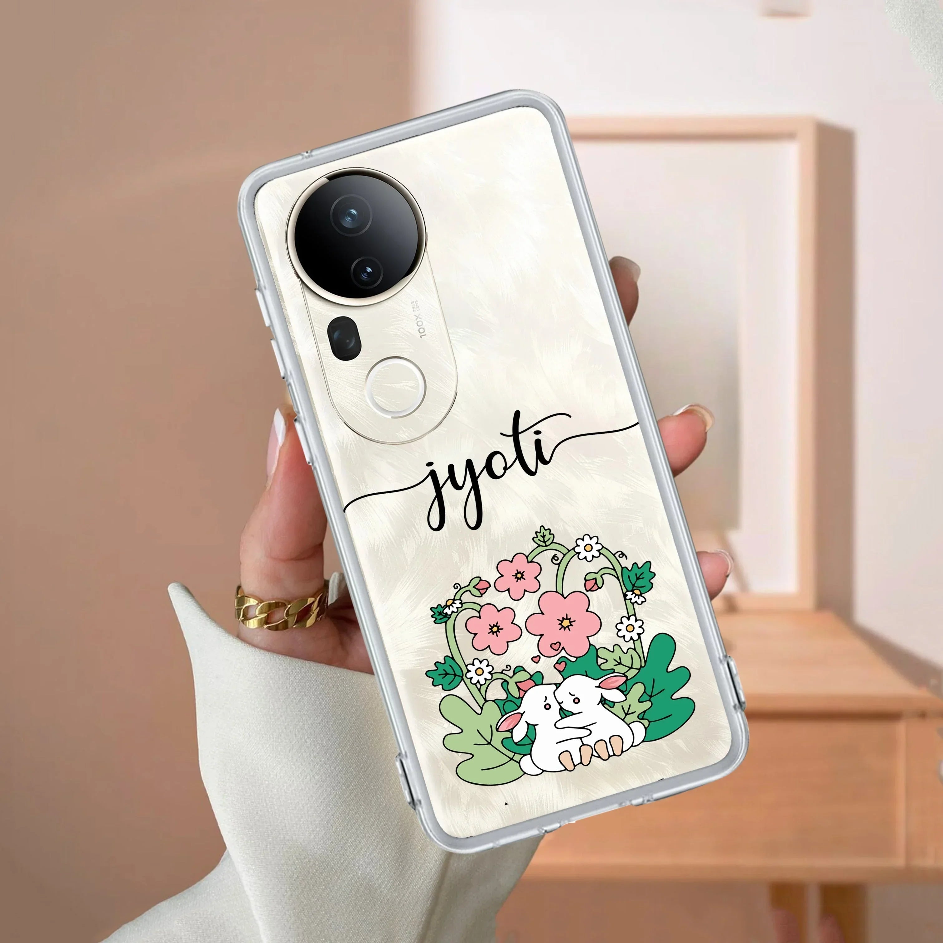 Cute Bunny Customize Transparent Silicon Case V2 For Vivo T4x 5G
