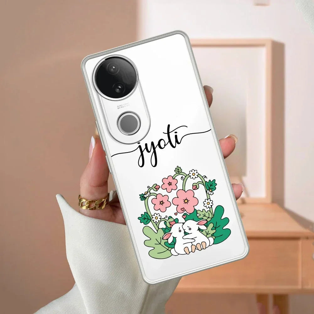 Cute Bunny Customize Transparent Silicon Case V2 For Vivo V30e 5G
