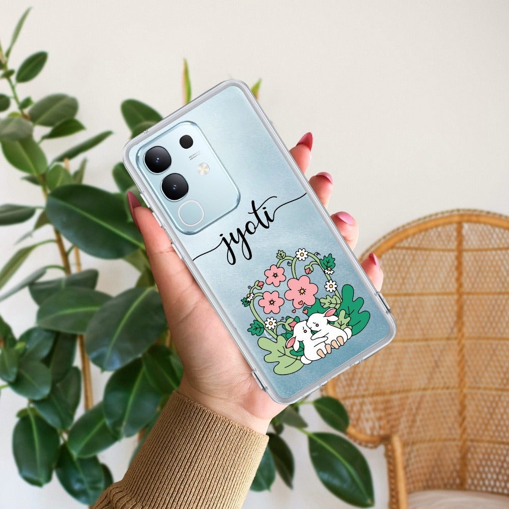 Cute Bunny Customize Transparent Silicon Case V2 For Vivo