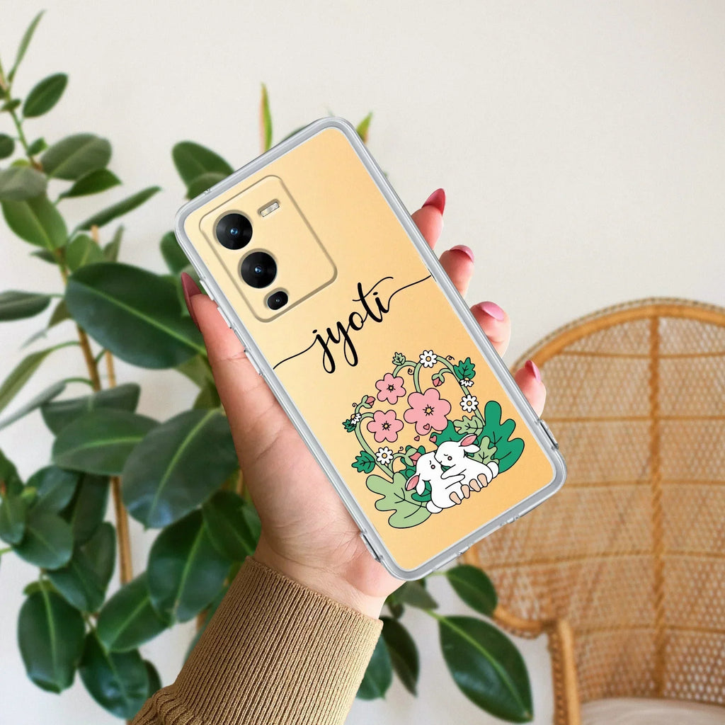 Cute Bunny Customize Transparent Silicon Case V2 For Vivo V29E 5G