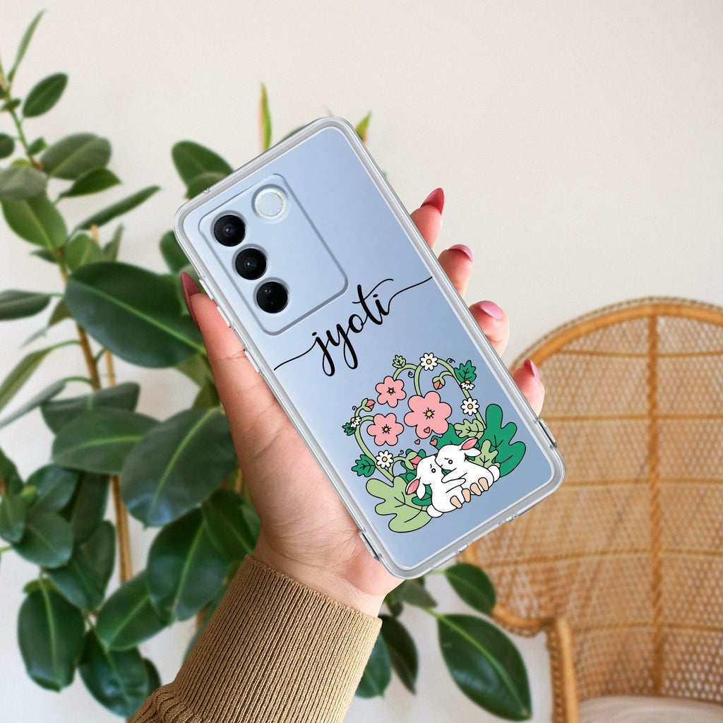 Cute Bunny Customize Anti Yellow Case V2 For Vivo V27 Pro 5G