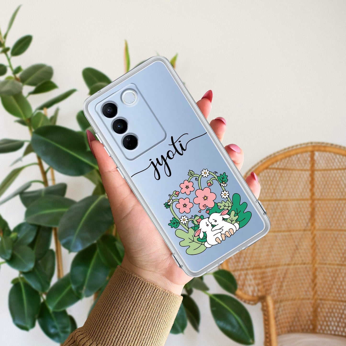 Cute Bunny Customize Transparent Silicon Case V2 For Vivo