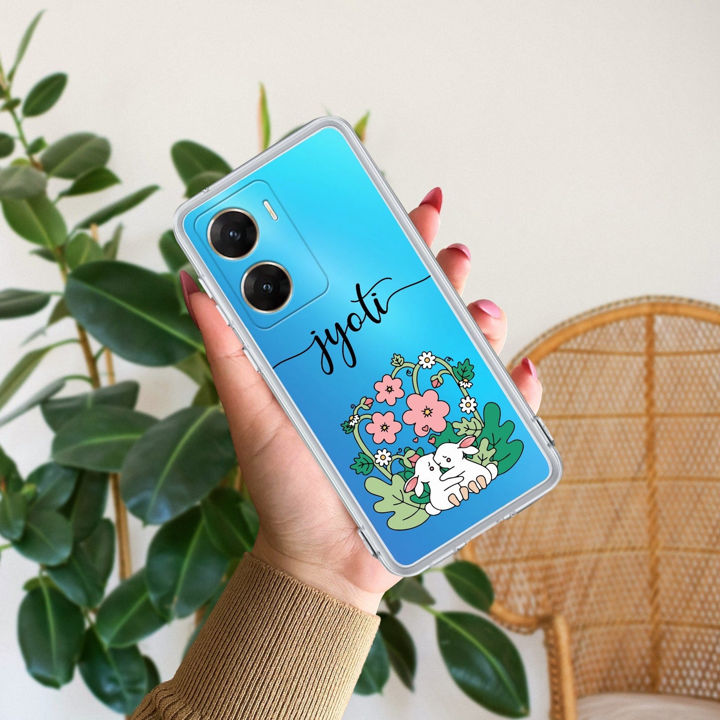 Cute Bunny Customize Transparent Silicon Case V2 For Vivo